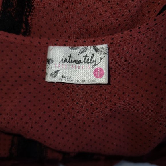 Free People Intimately Voile & Lace Tunic Brick Red & Black - Picture 8 of 8